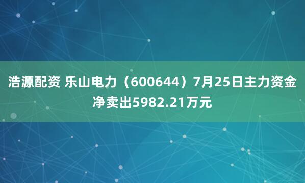 浩源配资 乐山电力(600644)7月25日主力资金净卖出5982.21万元