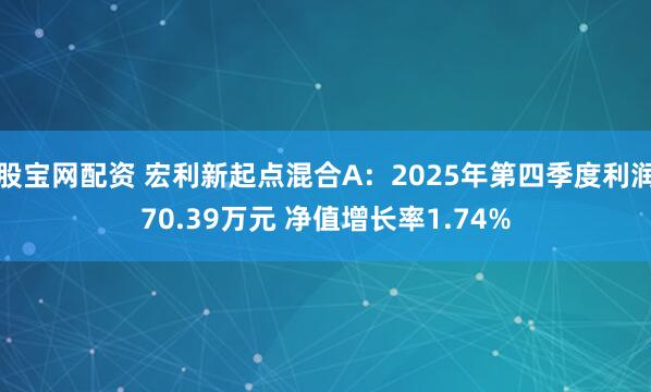 股宝网配资 宏利新起点混合A：2025年第四季度利润70.39万元 净值增长率1.74%